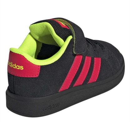 Core Black - Back - Adidas Childrens-Kids Grand Court Leather Trainers