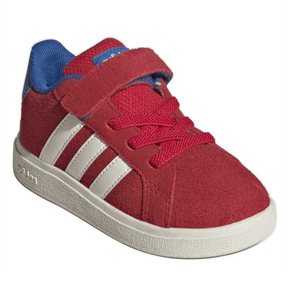 Ruby Red - Pack Shot - Adidas Childrens-Kids Grand Court Leather Trainers
