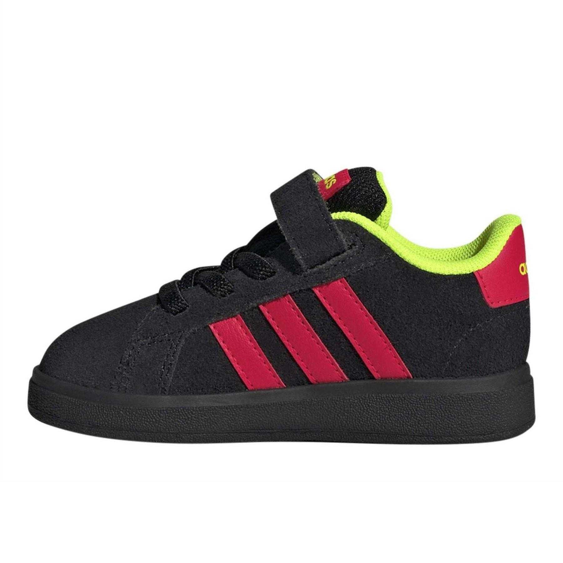 Core Black - Side - Adidas Childrens-Kids Grand Court Leather Trainers