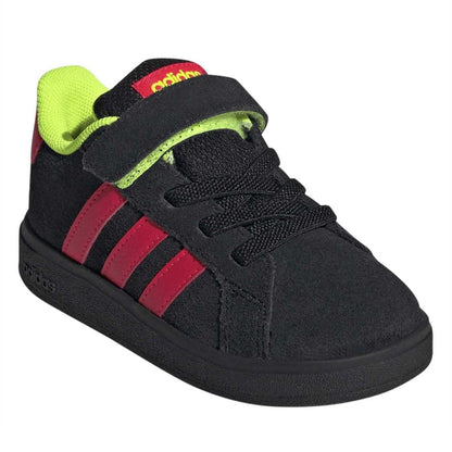 Core Black - Pack Shot - Adidas Childrens-Kids Grand Court Leather Trainers