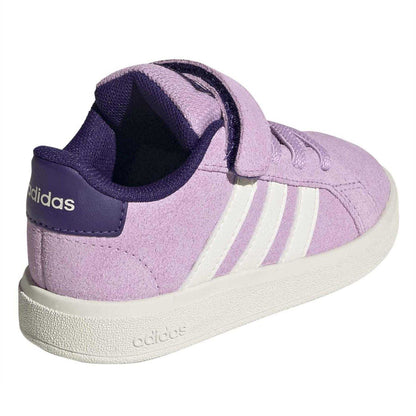 Lavender - Back - Adidas Childrens-Kids Grand Court Leather Trainers