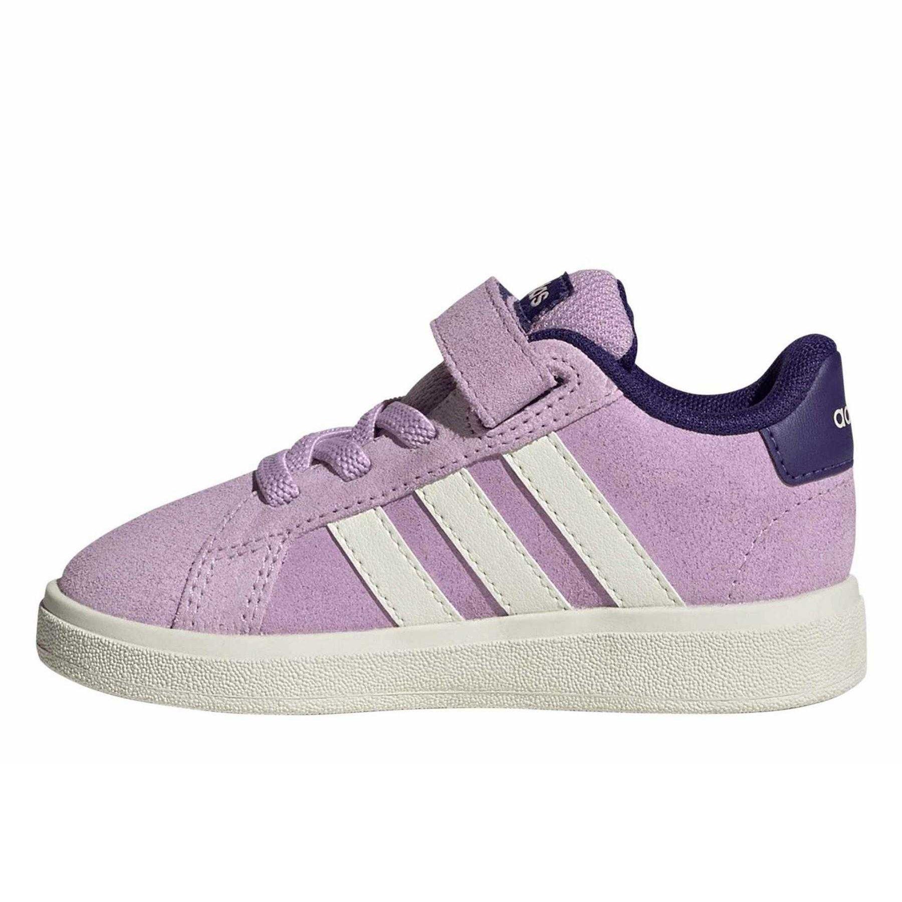 Lavender - Side - Adidas Childrens-Kids Grand Court Leather Trainers