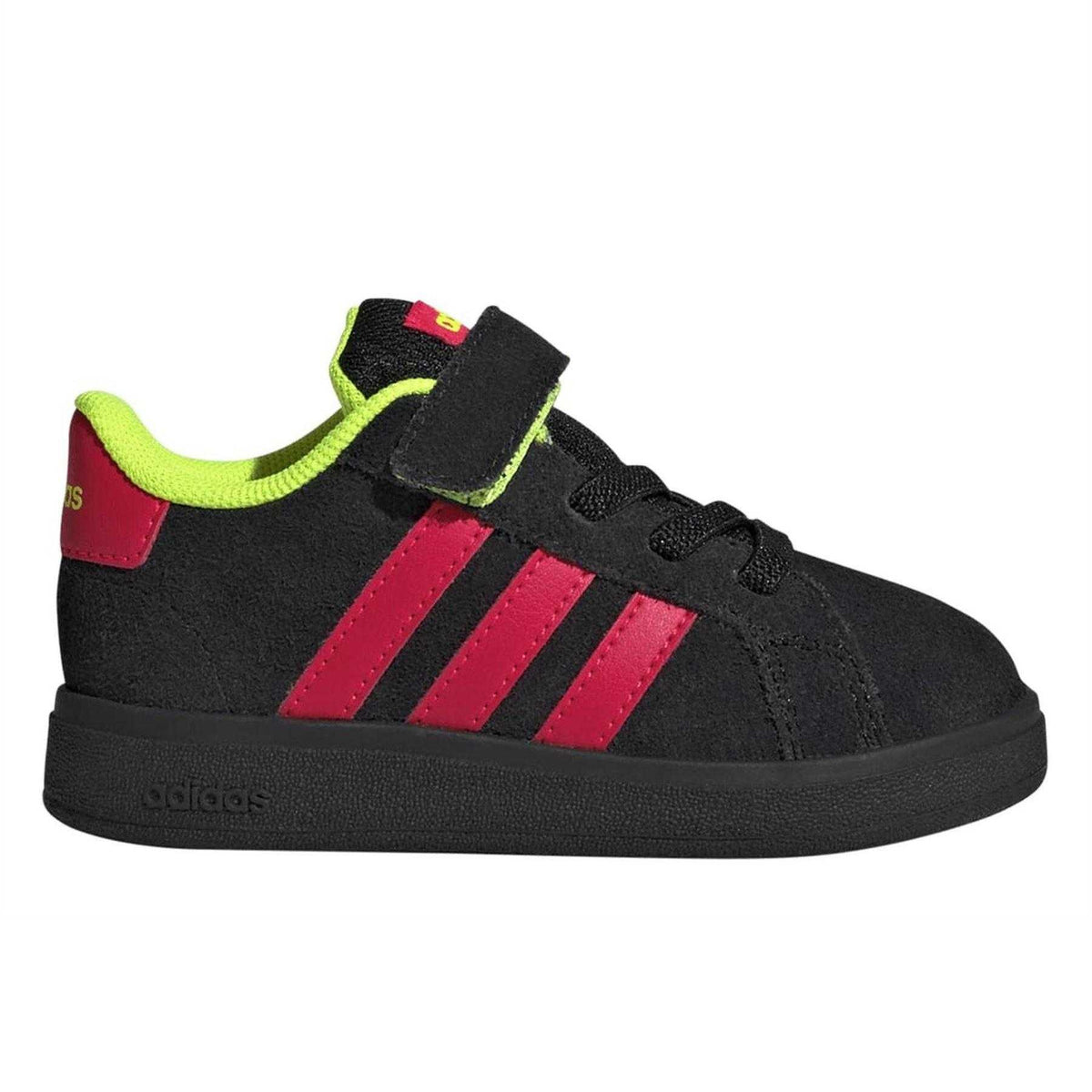 Core Black - Front - Adidas Childrens-Kids Grand Court Leather Trainers