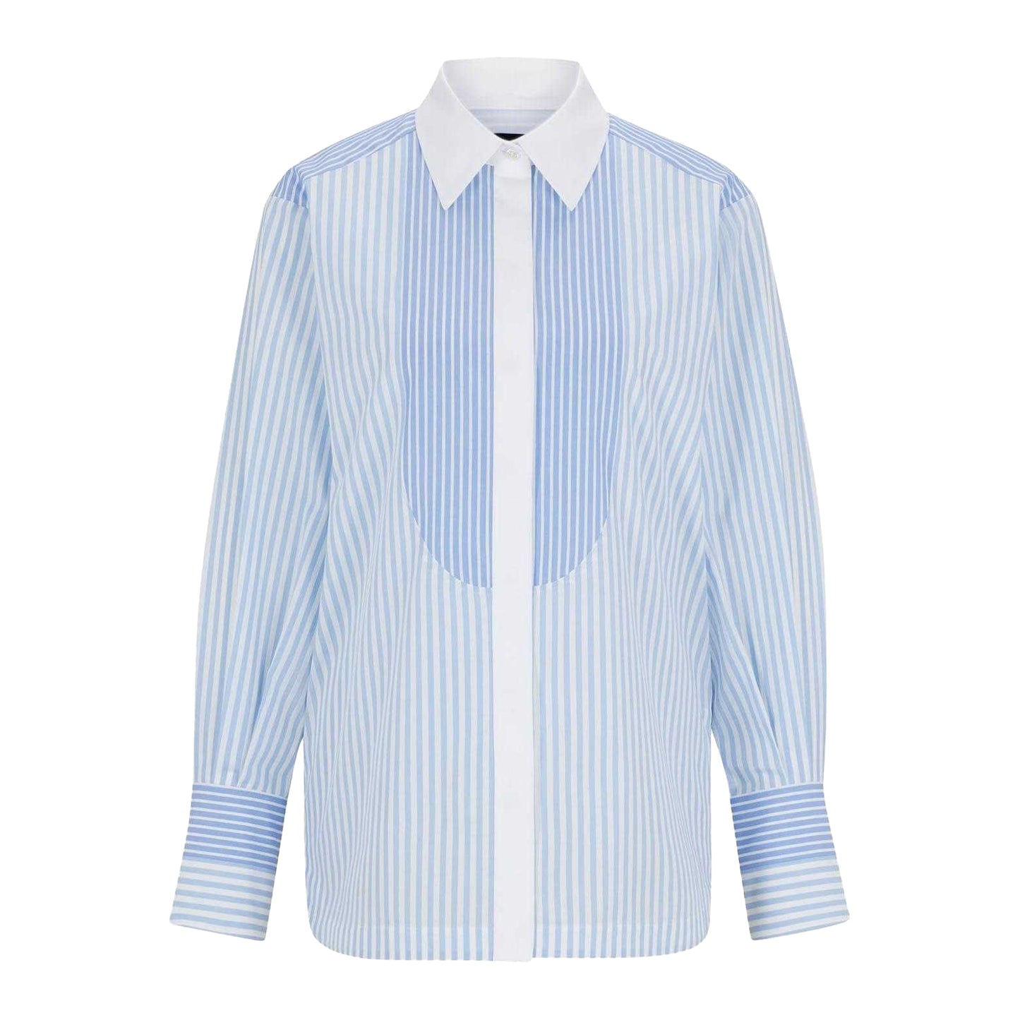 Blue-White - Front - Boss Womens-Ladies Betallina Cotton Shirt