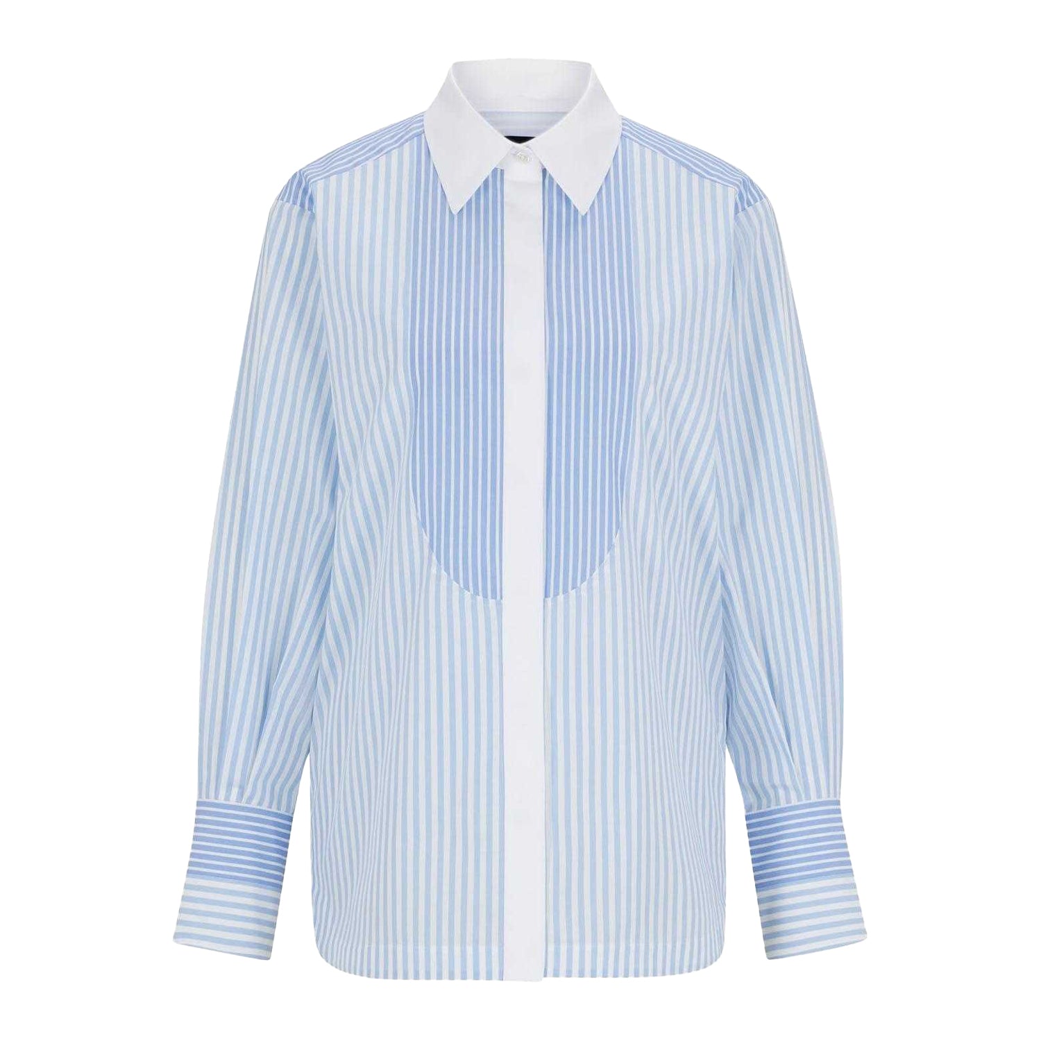 Blue-White - Front - Boss Womens-Ladies Betallina Cotton Shirt