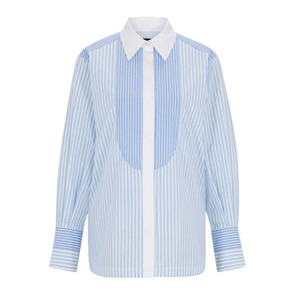Blue-White - Front - Boss Womens-Ladies Betallina Cotton Shirt