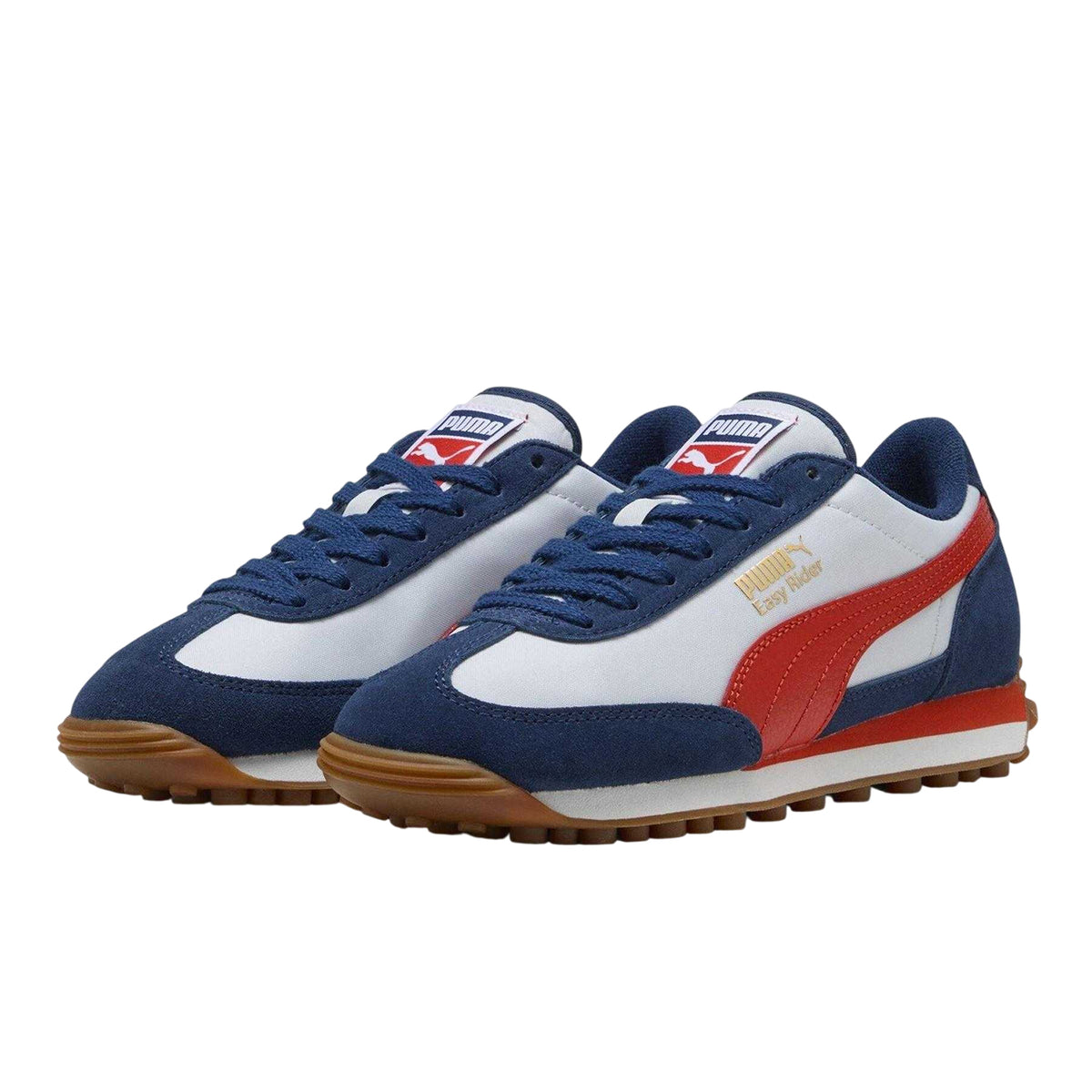 Blue-White-Red - Pack Shot - Puma Childrens-Kids Easy Rider Vintage Low Trainers
