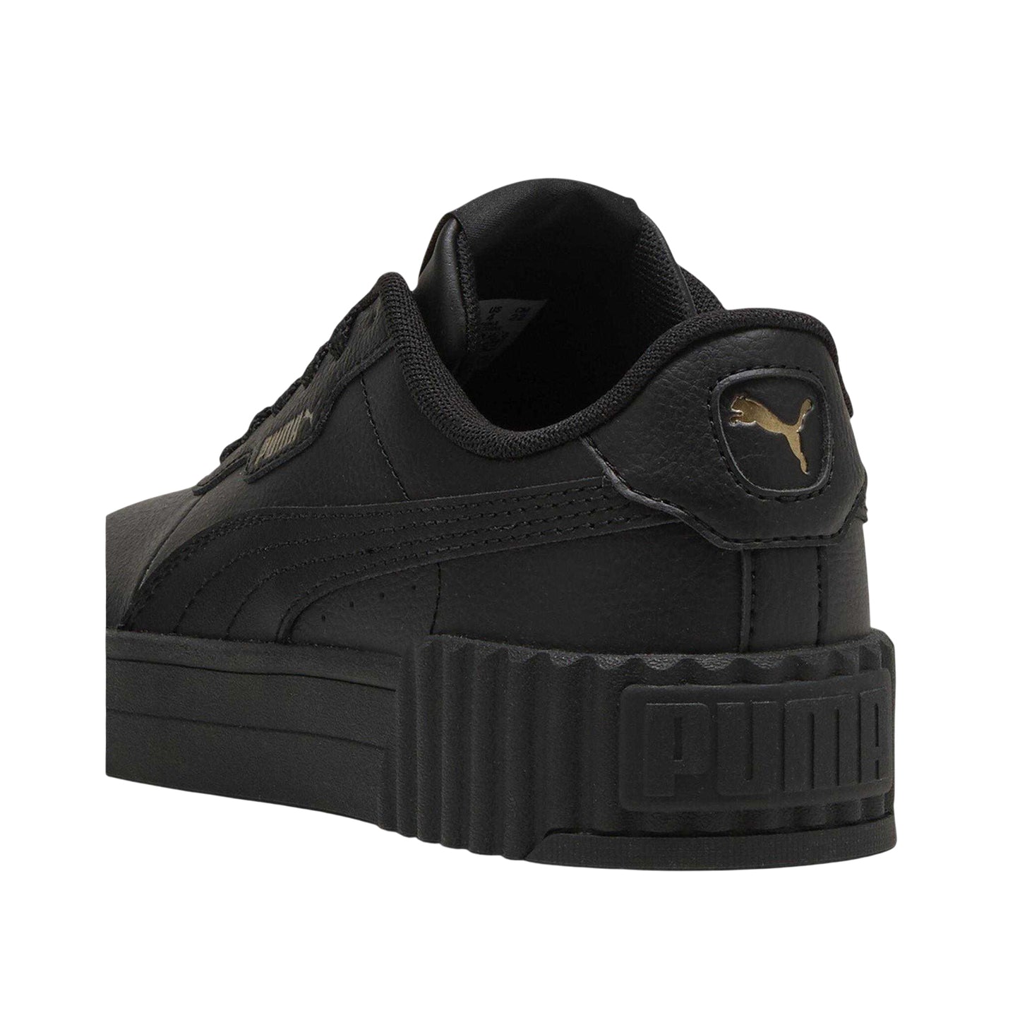 Black-Gold - Back - Puma Childrens-Kids Carina 3.0 Platform Trainers
