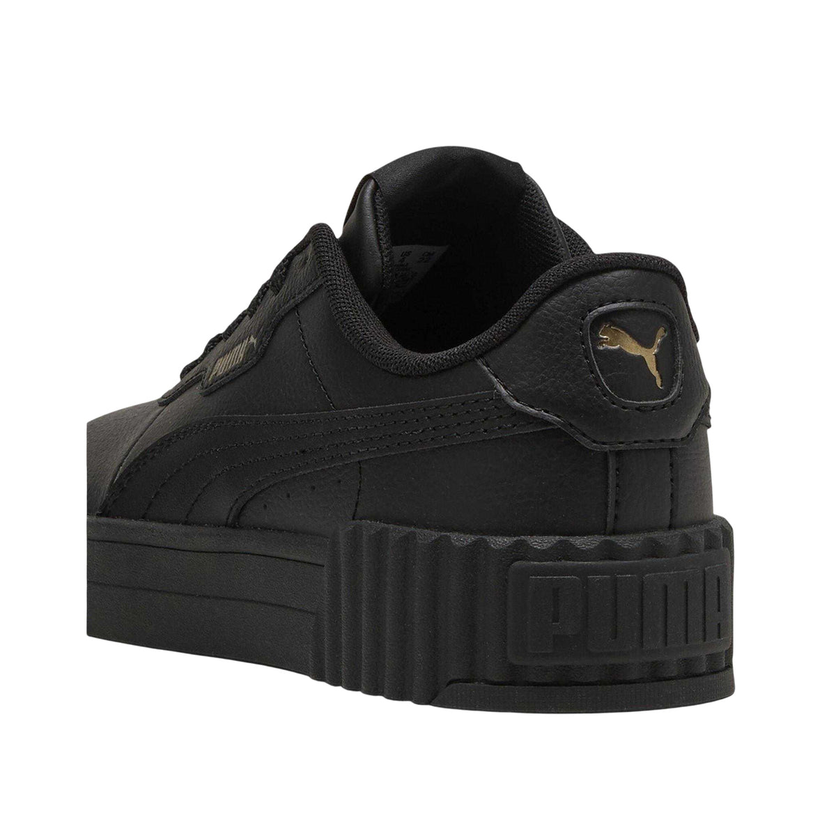 Black-Gold - Back - Puma Childrens-Kids Carina 3.0 Platform Trainers