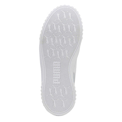 White-Gold - Pack Shot - Puma Childrens-Kids Carina 3.0 Platform Trainers