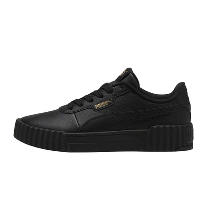 Black-Gold - Side - Puma Childrens-Kids Carina 3.0 Platform Trainers