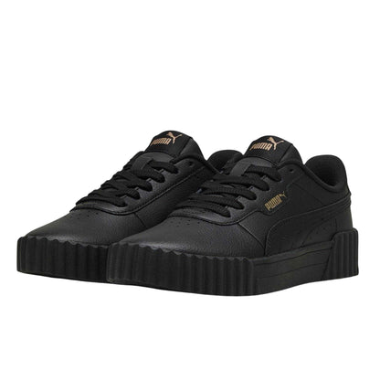 Black-Gold - Close up - Puma Childrens-Kids Carina 3.0 Platform Trainers