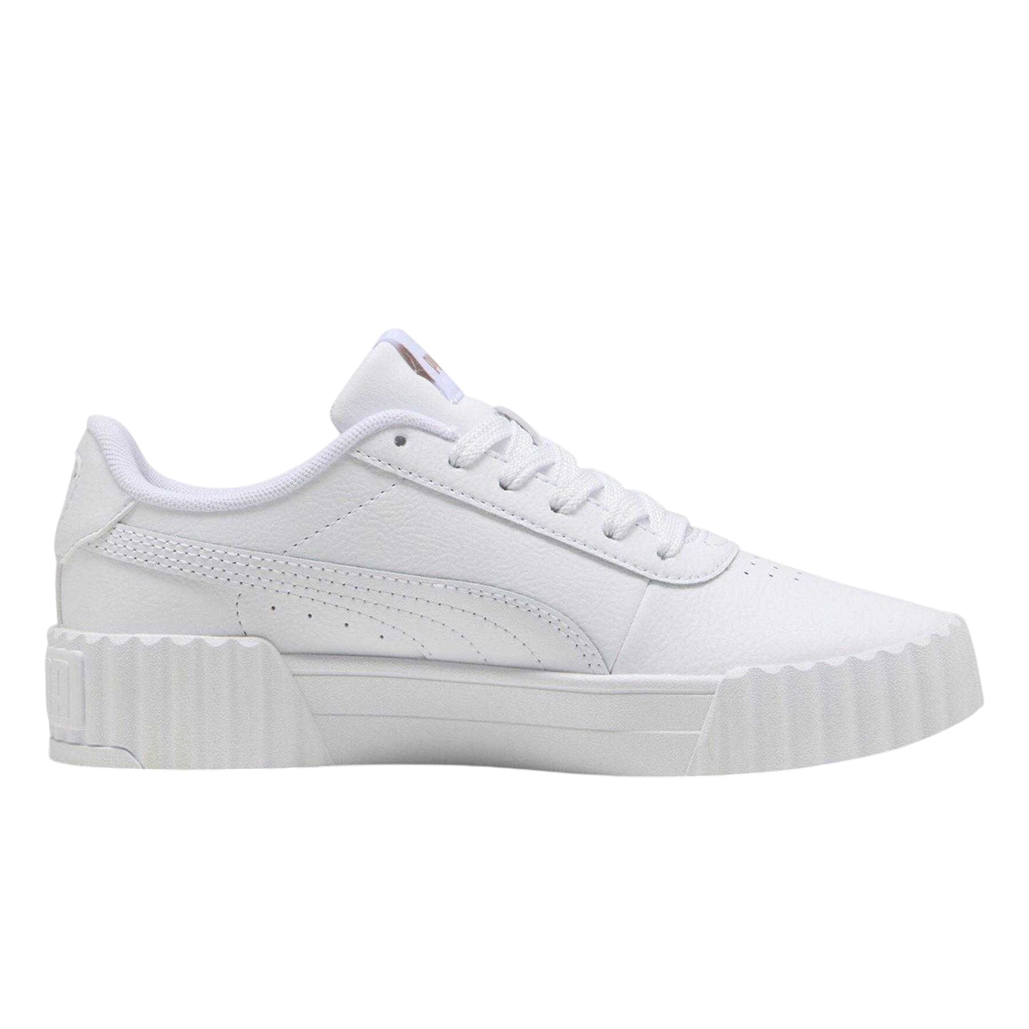 White-Gold - Front - Puma Childrens-Kids Carina 3.0 Platform Trainers