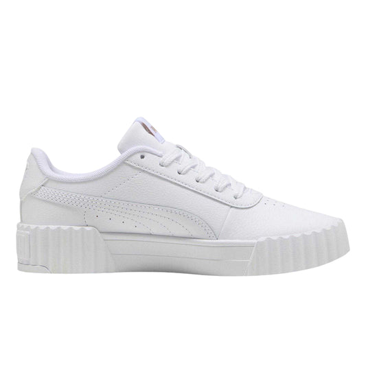 White-Gold - Front - Puma Childrens-Kids Carina 3.0 Platform Trainers
