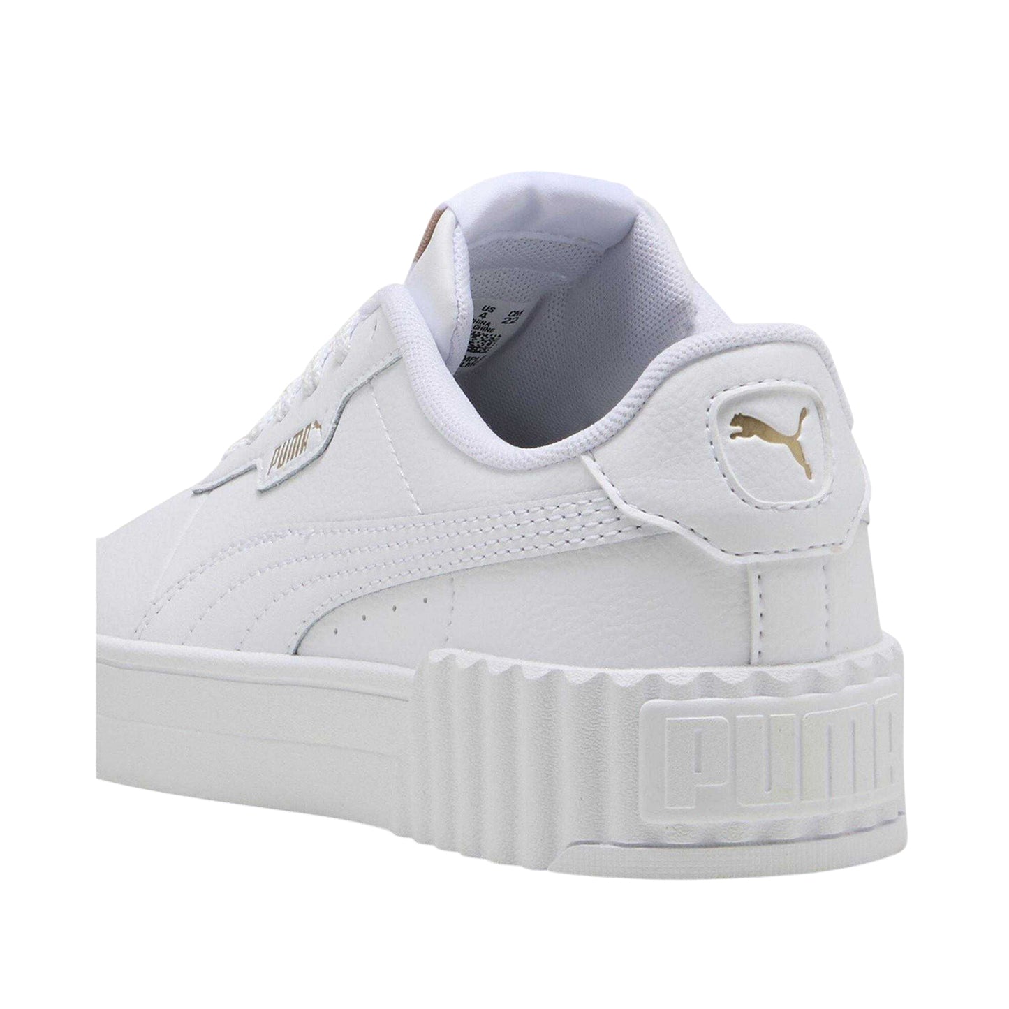 White-Gold - Back - Puma Childrens-Kids Carina 3.0 Platform Trainers
