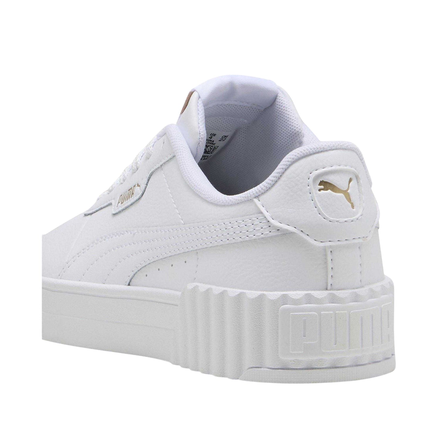 White-Gold - Back - Puma Childrens-Kids Carina 3.0 Platform Trainers