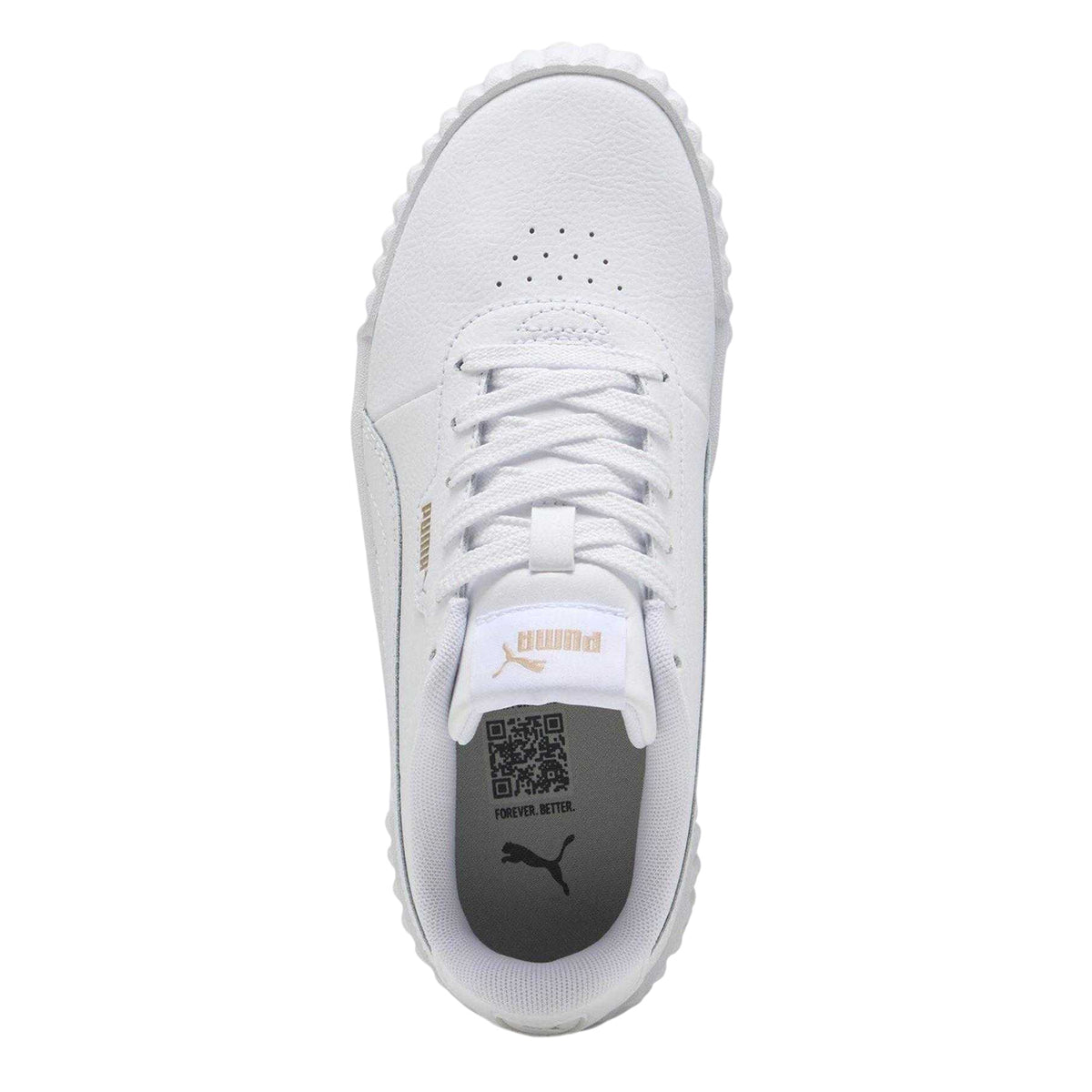 White-Gold - Lifestyle - Puma Childrens-Kids Carina 3.0 Platform Trainers