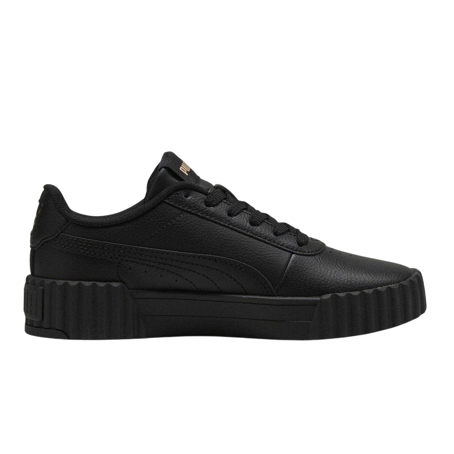Black-Gold - Front - Puma Childrens-Kids Carina 3.0 Platform Trainers