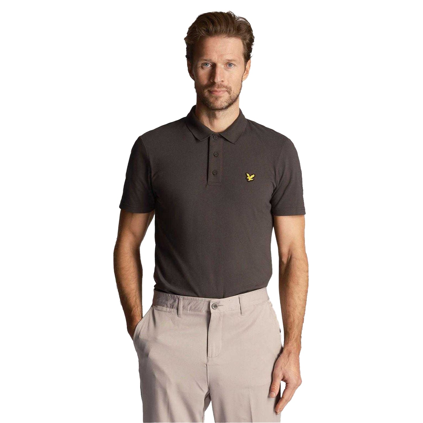Grey - Side - Lyle & Scott Mens Sport Polo Shirt