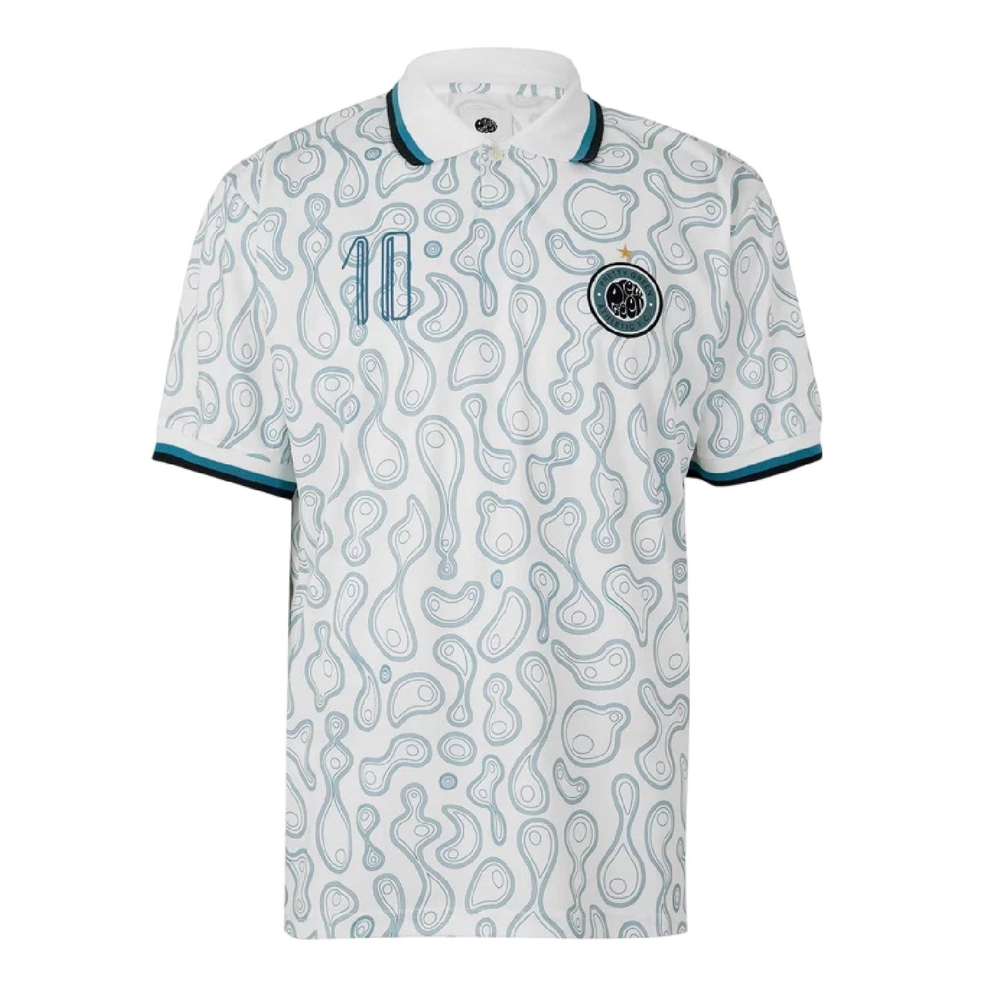 White - Front - Pretty Green Mens Patterned Regular Football Polo Shirt