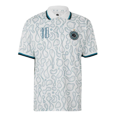 White - Front - Pretty Green Mens Patterned Regular Football Polo Shirt