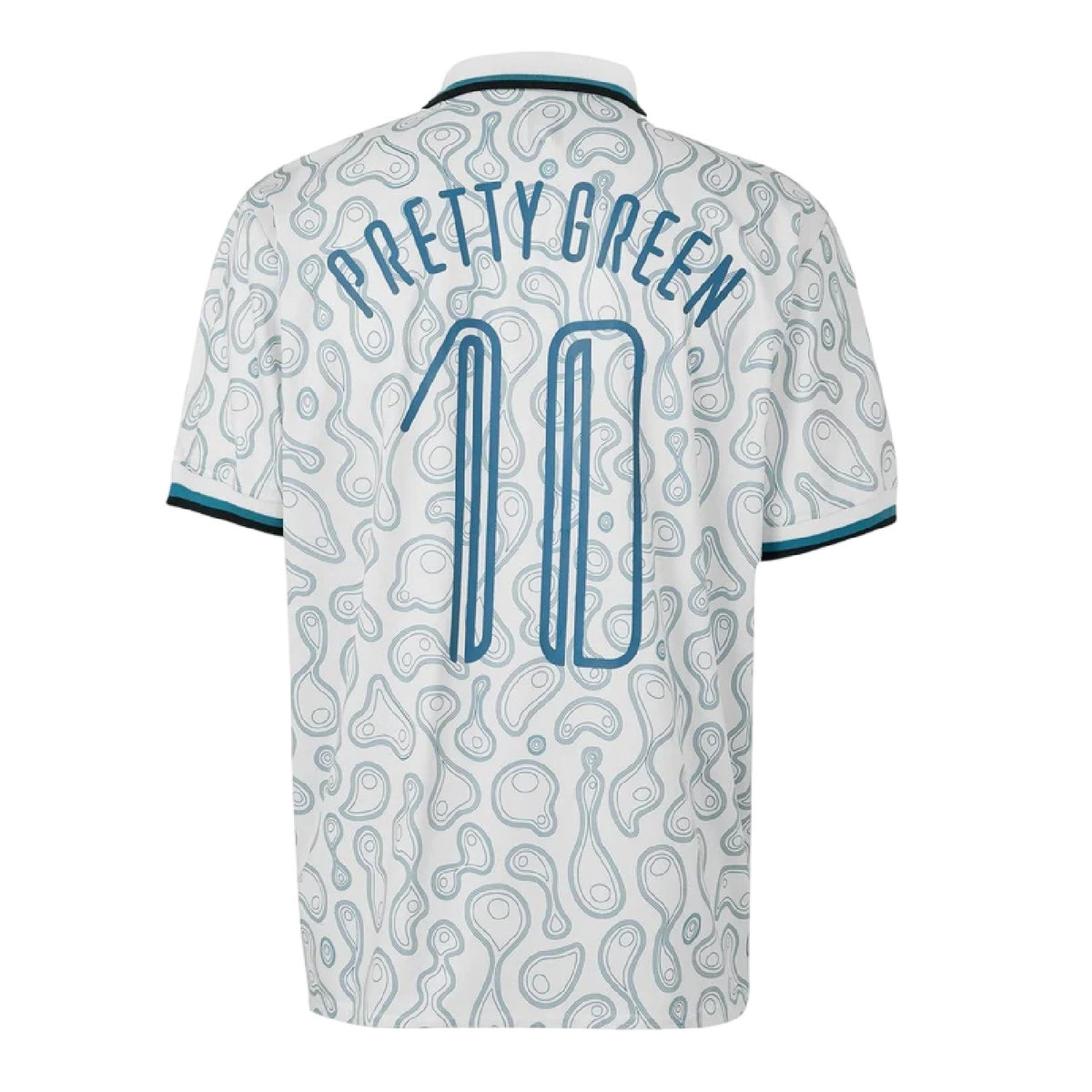 White - Back - Pretty Green Mens Patterned Regular Football Polo Shirt
