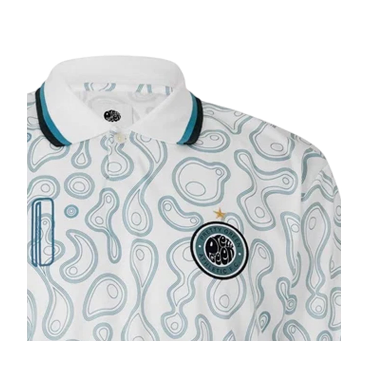 White - Side - Pretty Green Mens Patterned Regular Football Polo Shirt