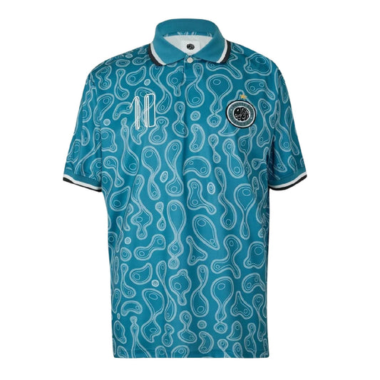 Blue - Front - Pretty Green Mens Patterned Regular Football Polo Shirt