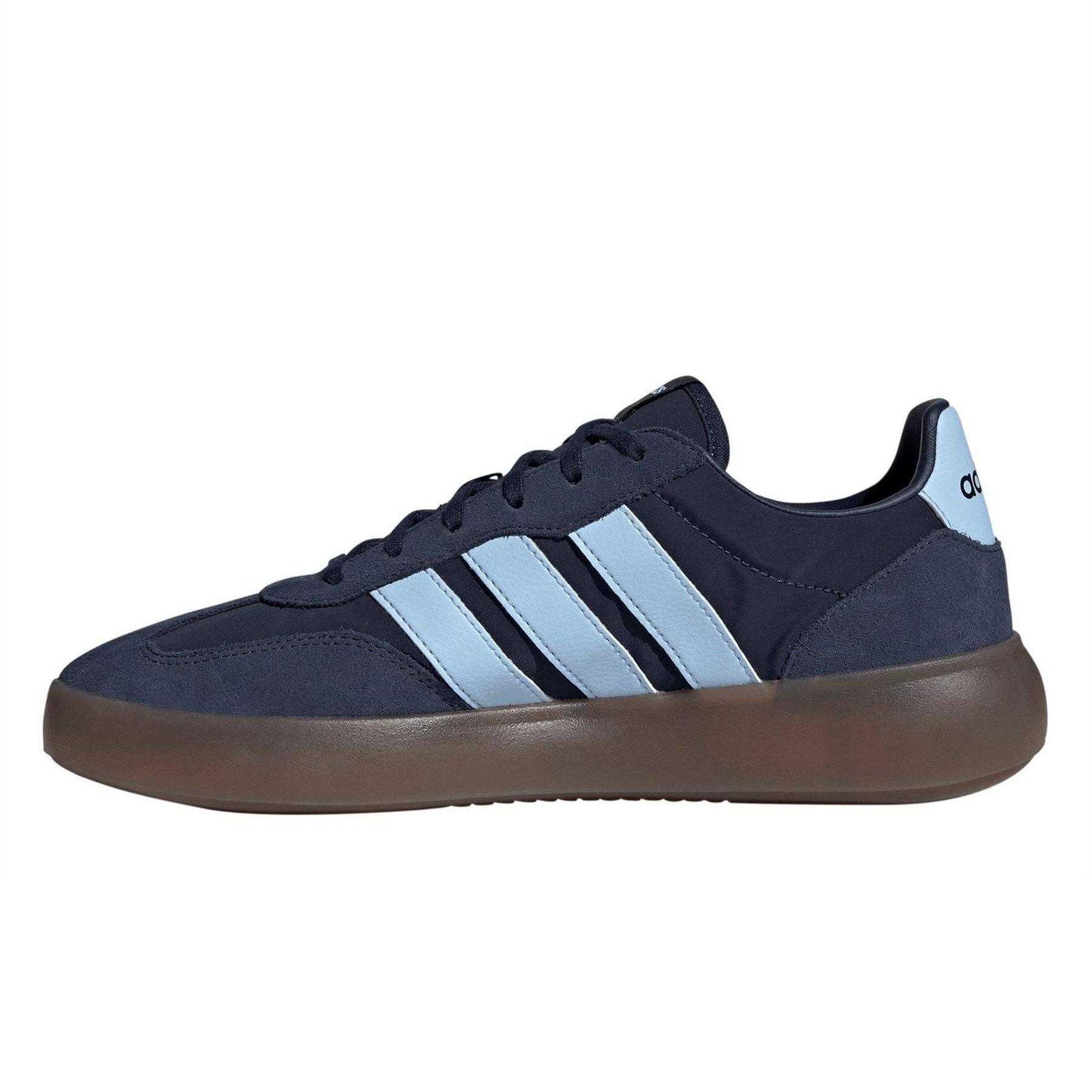 Navy-Blue-Gum - Side - Adidas Mens Barreda Decode 3 Stripes Suede Trainers