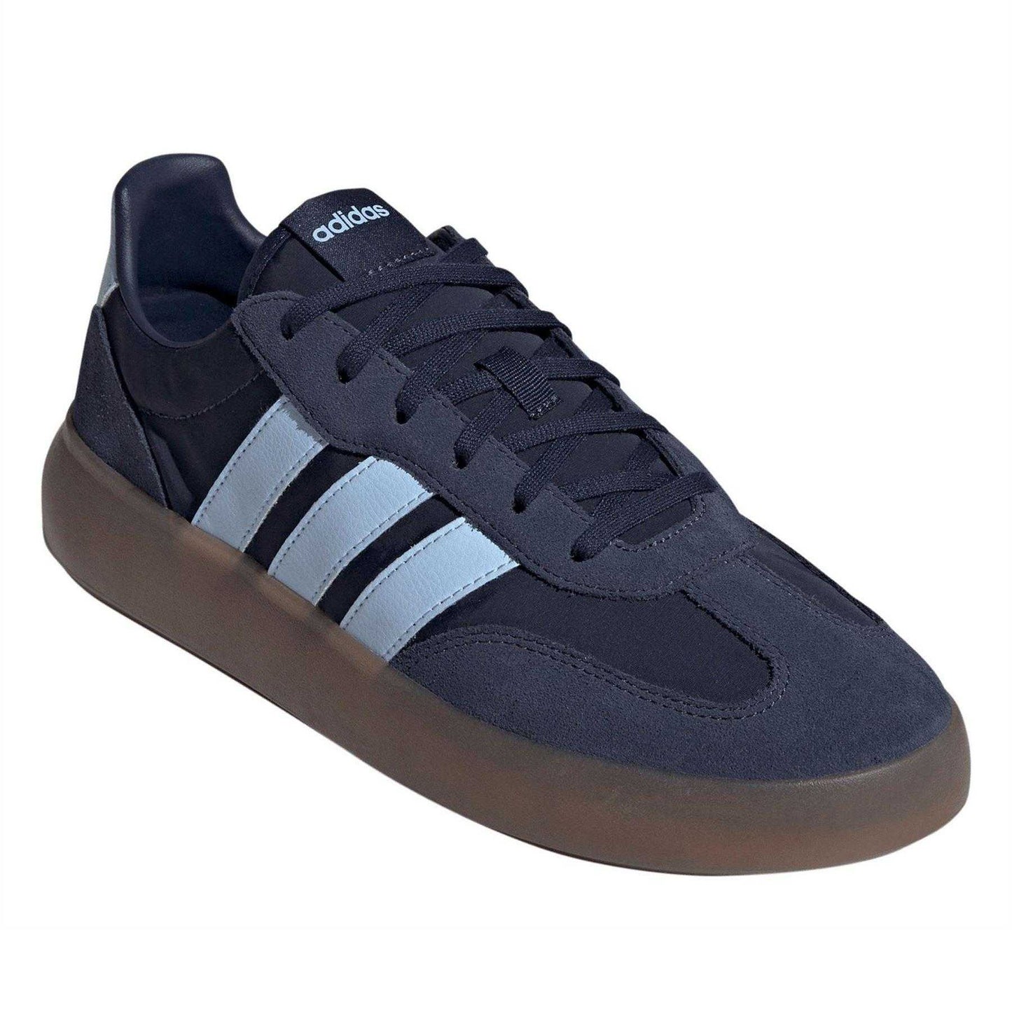 Navy-Blue-Gum - Pack Shot - Adidas Mens Barreda Decode 3 Stripes Suede Trainers