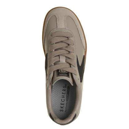 Taupe - Side - Skechers Boys Hotshot Varsity Leather Trainers