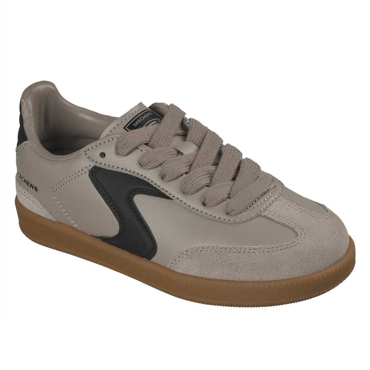 Taupe - Pack Shot - Skechers Boys Hotshot Varsity Leather Trainers
