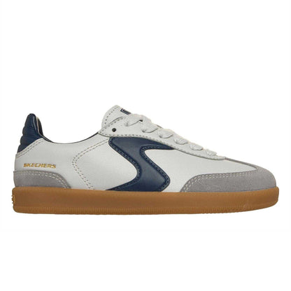 White-Navy - Front - Skechers Boys Hotshot Varsity Leather Trainers