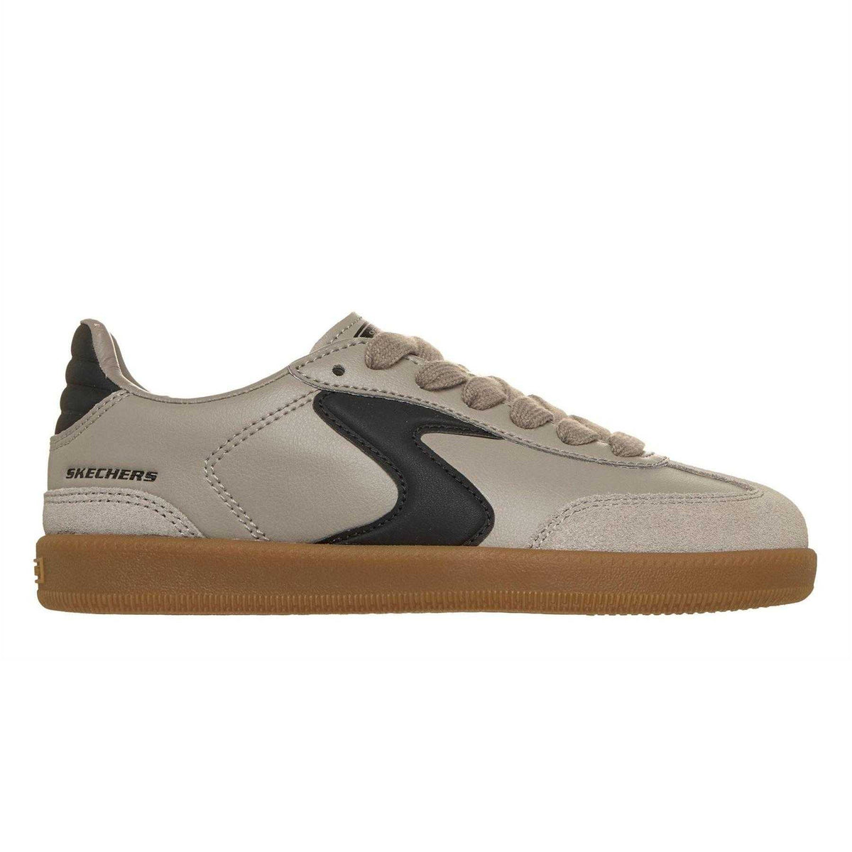 Taupe - Front - Skechers Boys Hotshot Varsity Leather Trainers