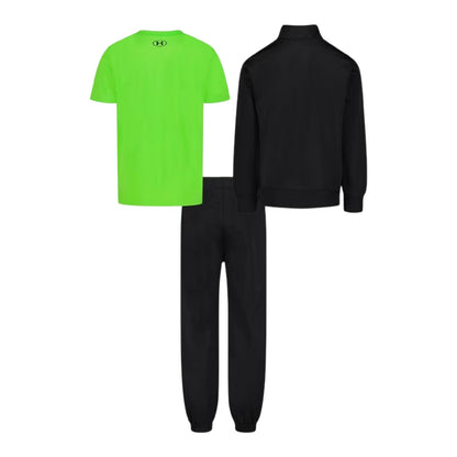 Black-Green - Back - Under Armour Childrens-Kids Brawler Tracksuit Set