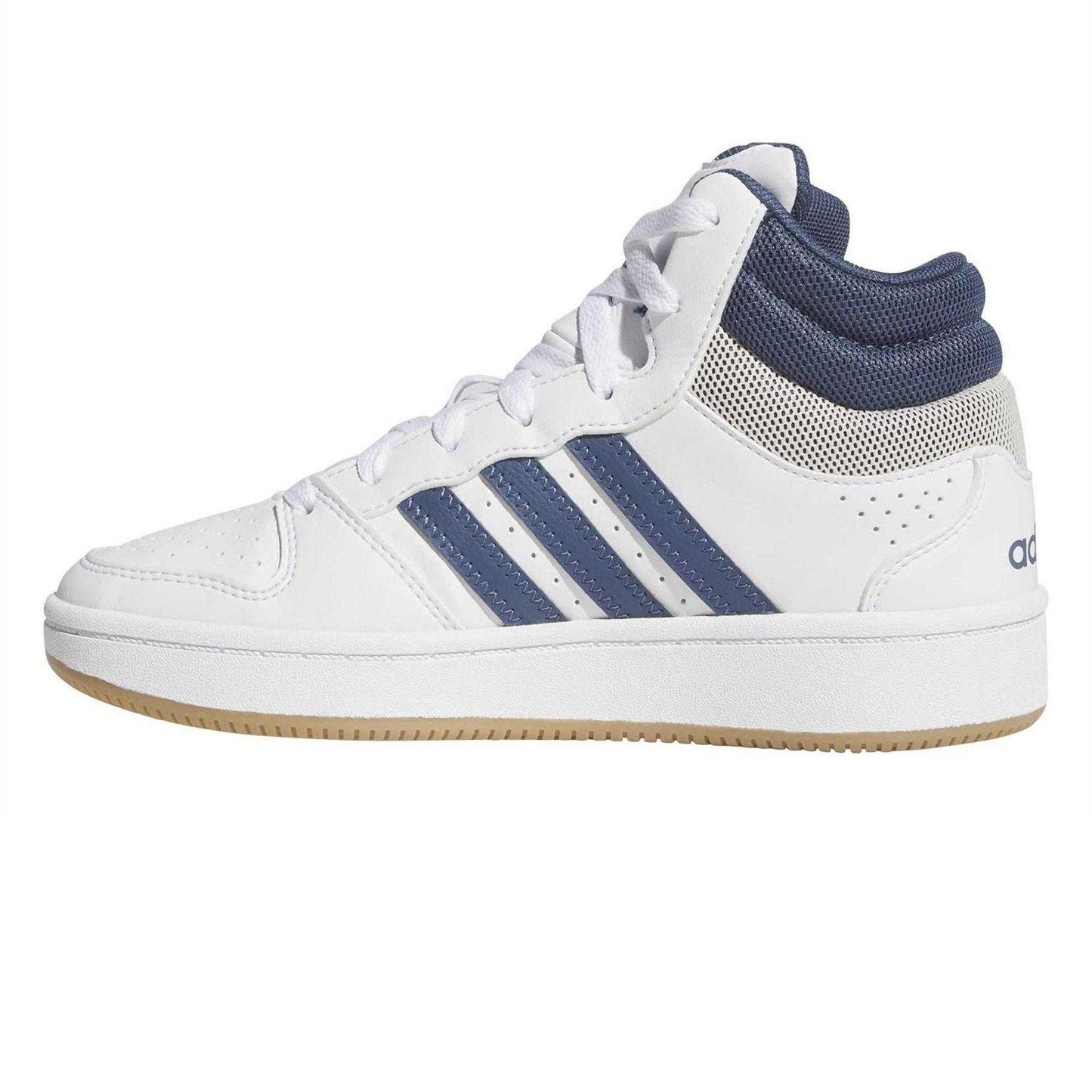White - Side - Adidas Childrens-Kids Hoops 3 Stripes High Top Trainers