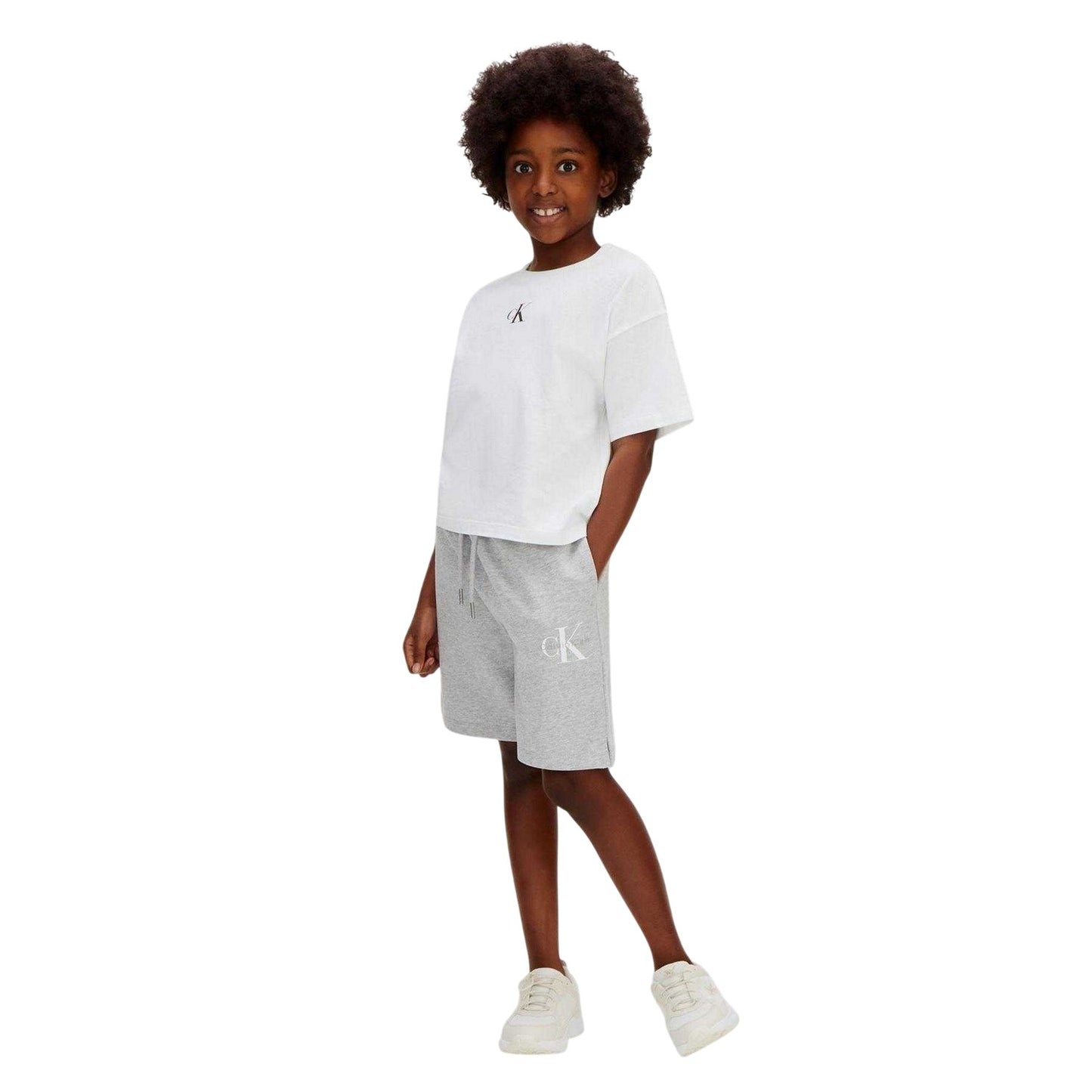 Grey - Lifestyle - Calvin Klein Childrens-Kids Monogram Sweat Shorts