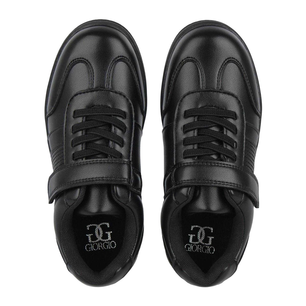 Black - Side - Giorgio Boys Touch Fastening Dress Shoes