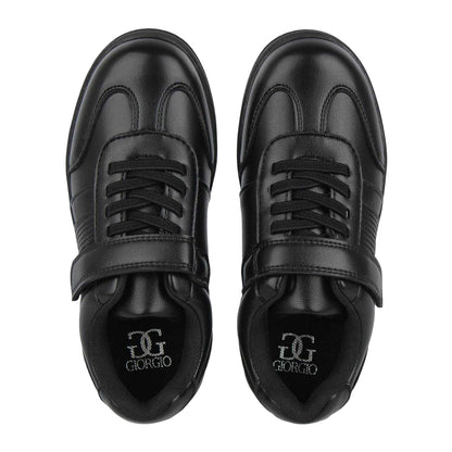Black - Side - Giorgio Boys Touch Fastening Dress Shoes