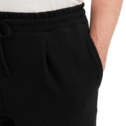 Black - Side - Prevu Mens Drawstring Waist Straight Trousers
