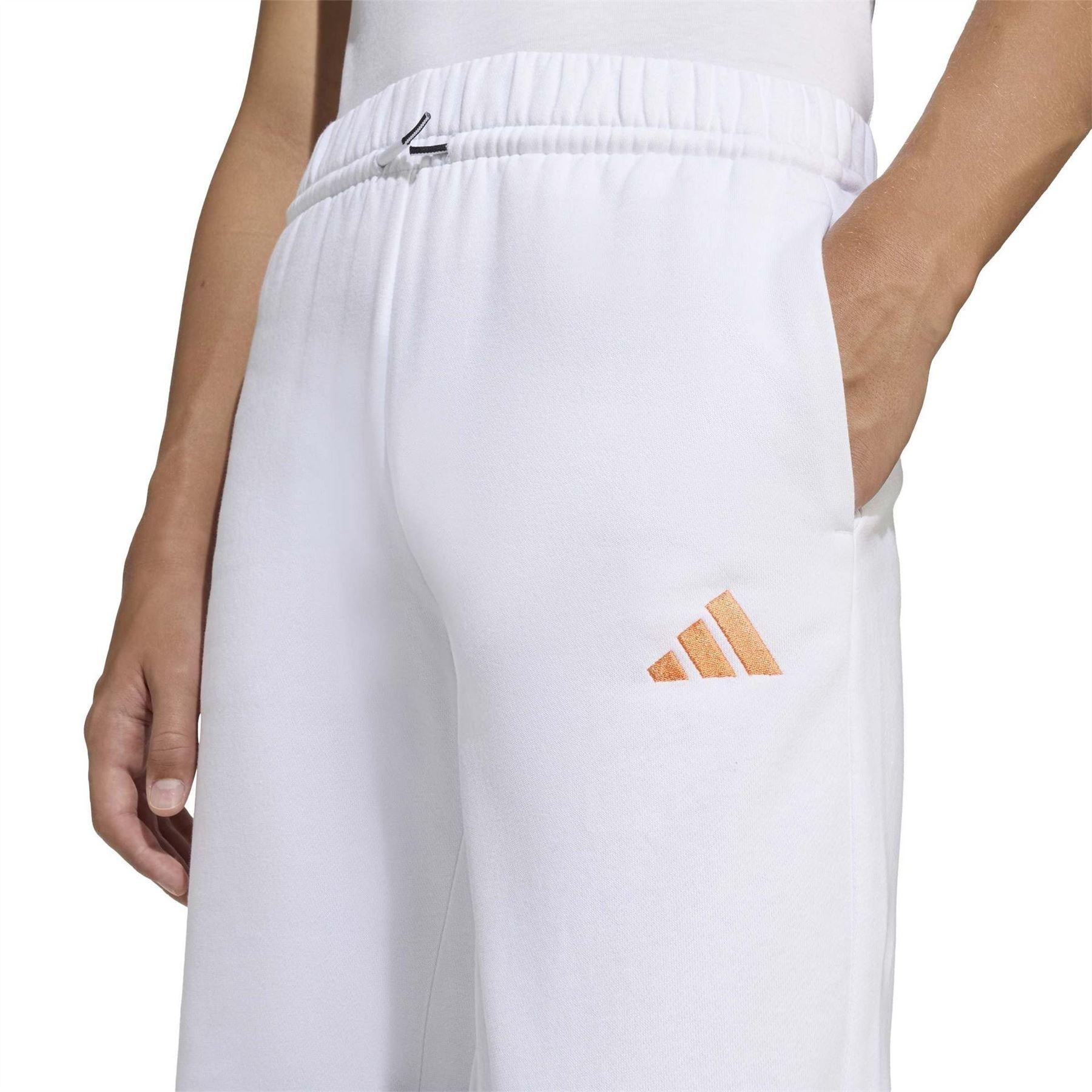 White - Lifestyle - Adidas Childrens-Kids Sportswear Jogging Bottoms