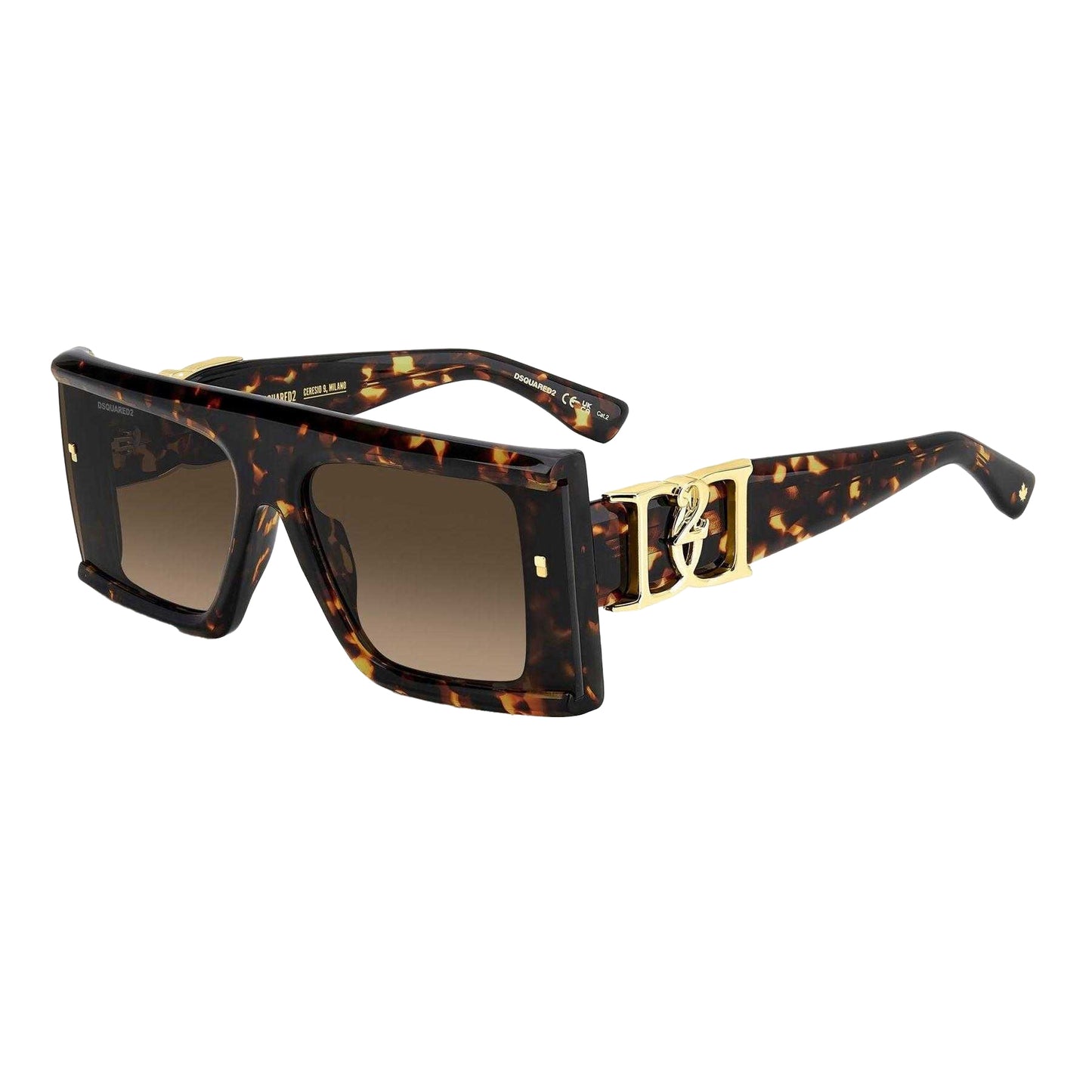 Havana - Front - DSquared2 Womens-Ladies Flat Top Rectangular Sunglasses
