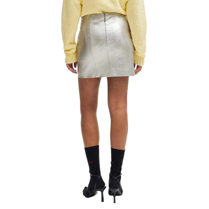 Silver - Back - Hugo Womens-Ladies Rusine-1 Regular Mini Skirt