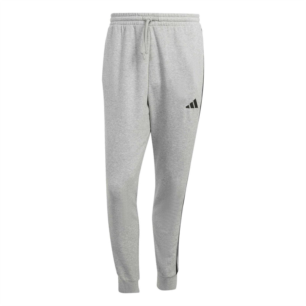 Grey-Black - Front - Adidas Mens 3S 3 Stripes Relaxed Fit Joggers