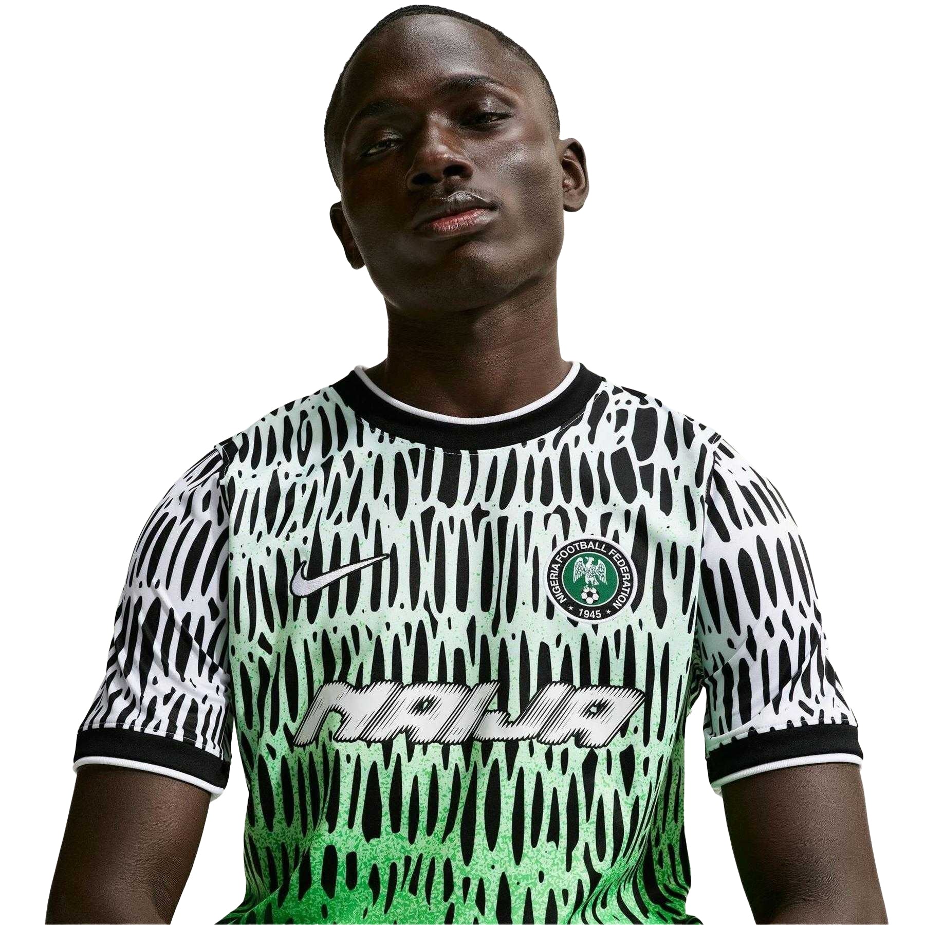 Black-White - Pack Shot - Nike Mens Pre Match 2026 Nigeria FC Dri-FIT Football Shirt