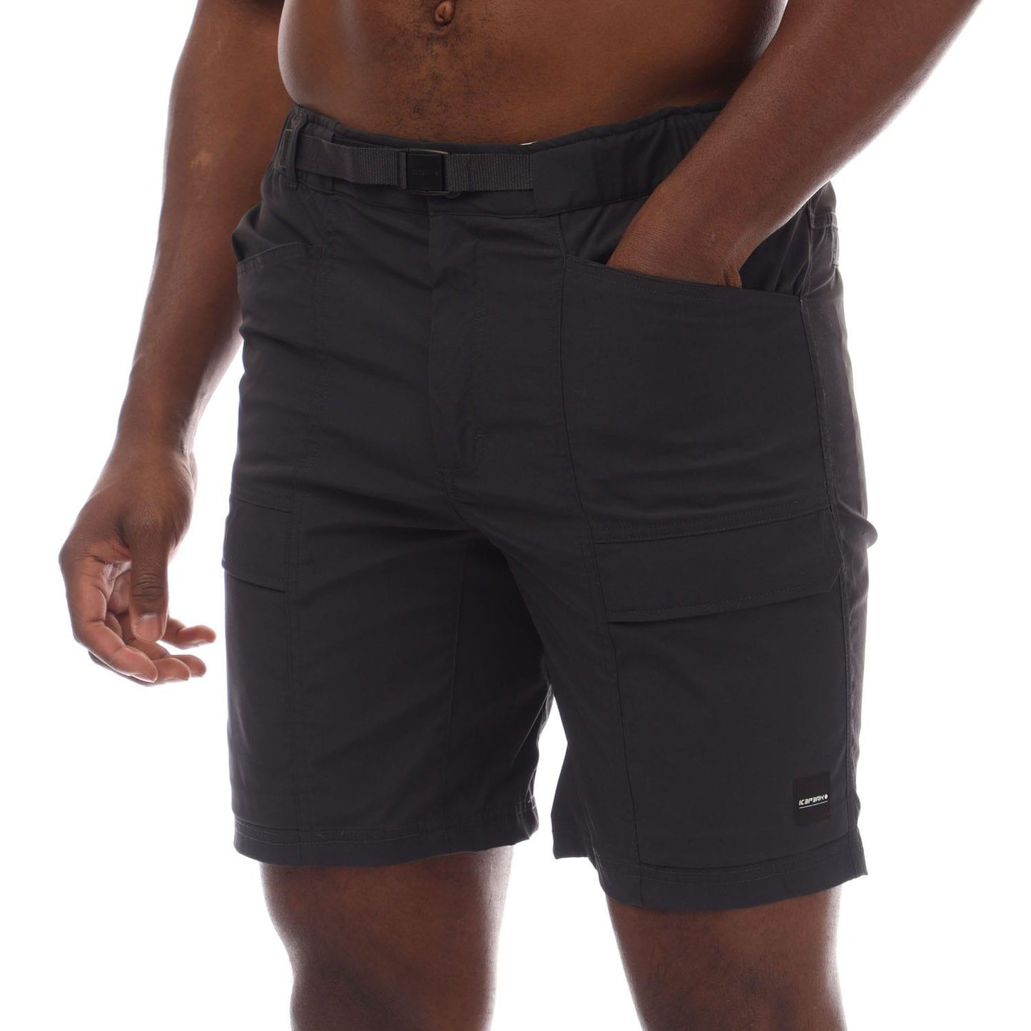 Grey - Side - Icepeak Mens Macon Walking Shorts