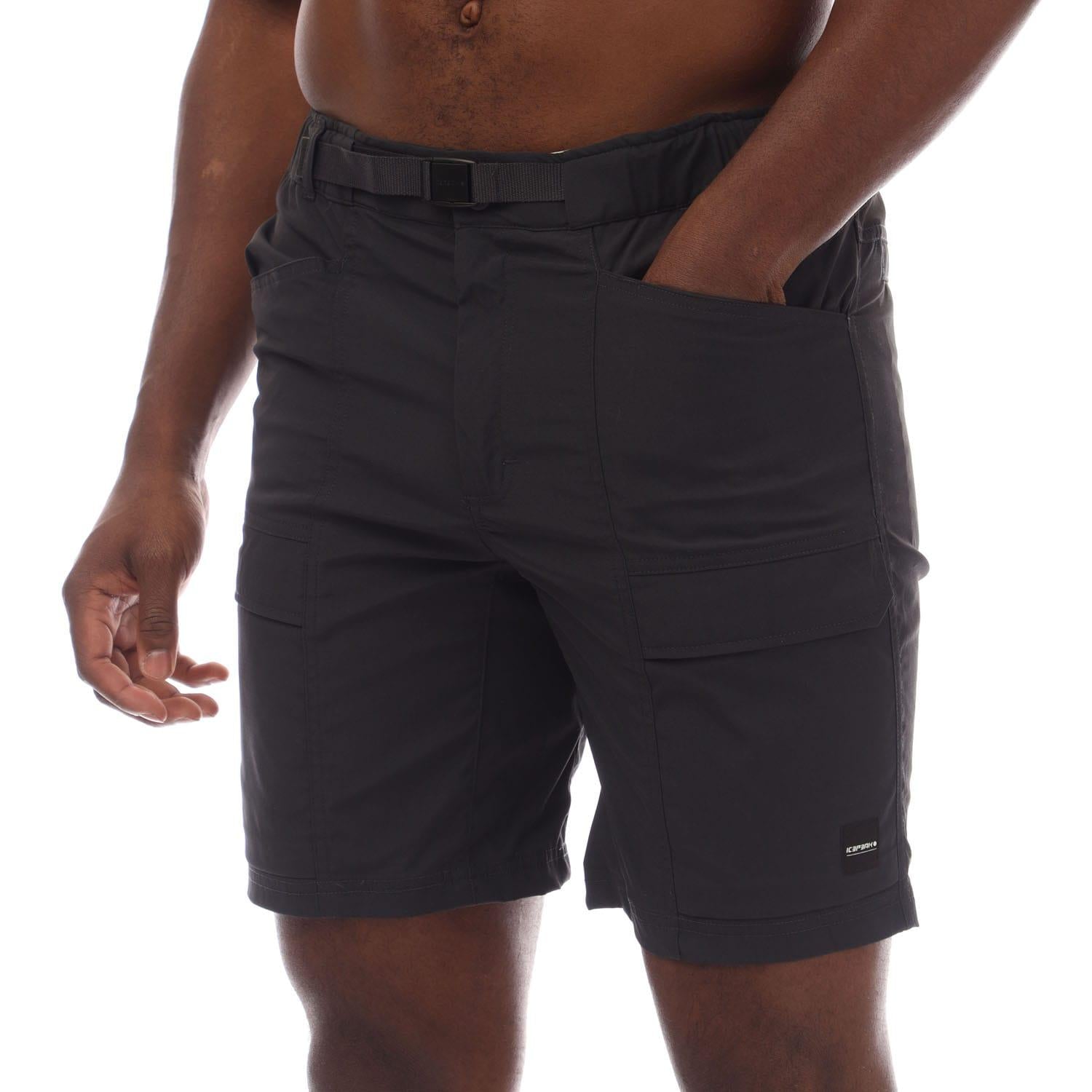 Grey - Side - Icepeak Mens Macon Walking Shorts