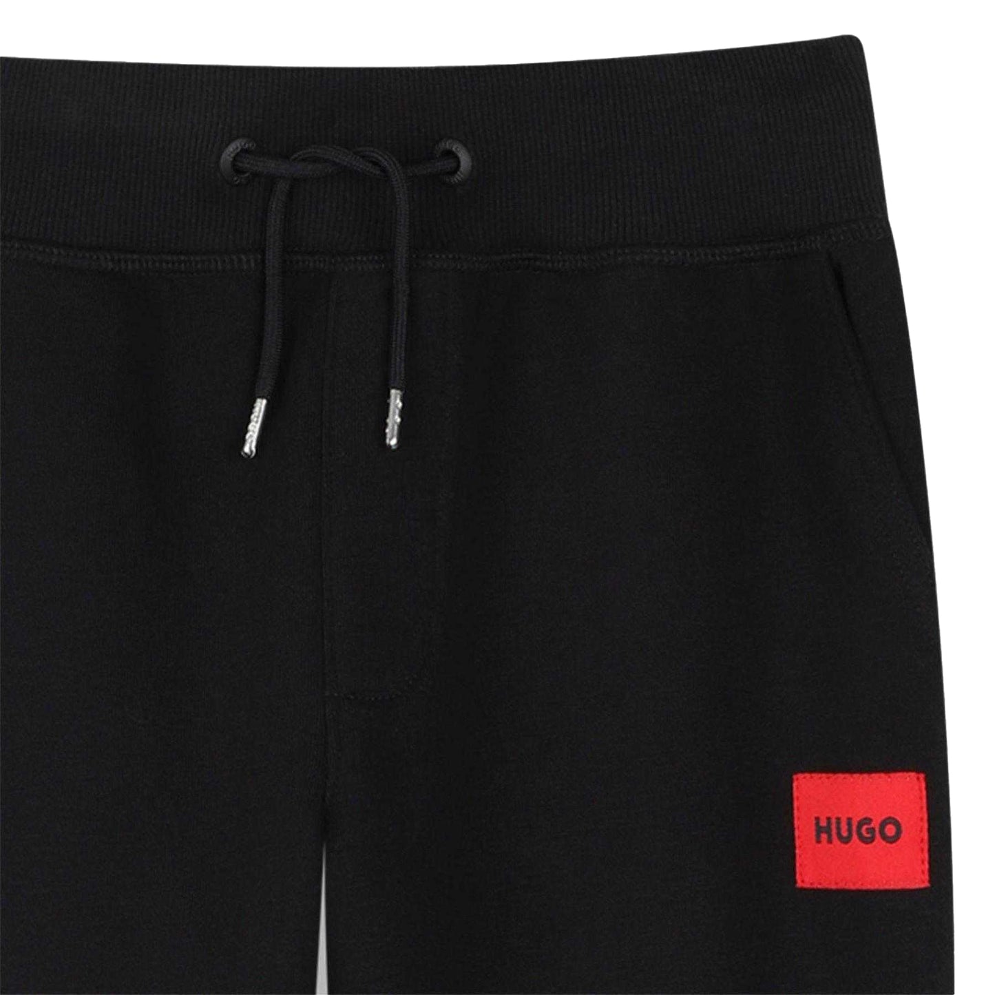 Black - Side - Hugo Childrens-Kids Relaxed Fit Joggers