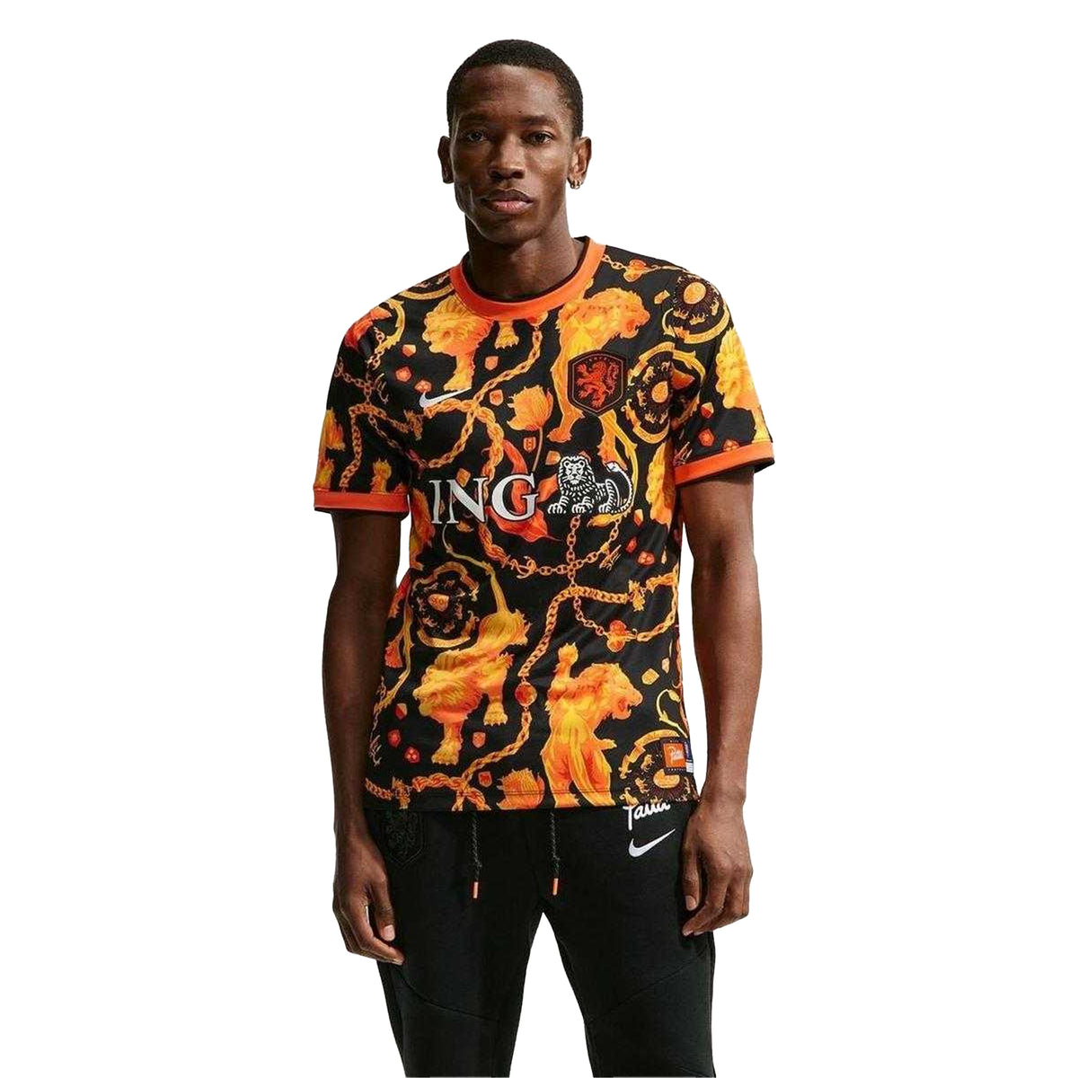Black-White - Front - Nike Mens Pre Match 2026 Netherlands FC Football Shirt