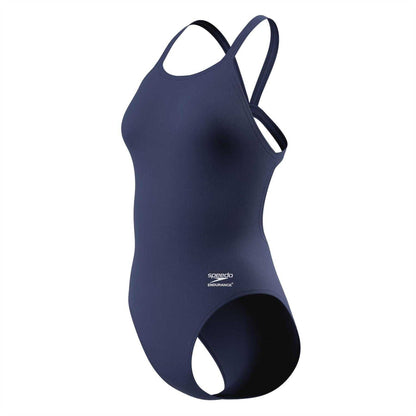 Navy - Side - Speedo Womens-Ladies Endurance One Piece Swimsuit